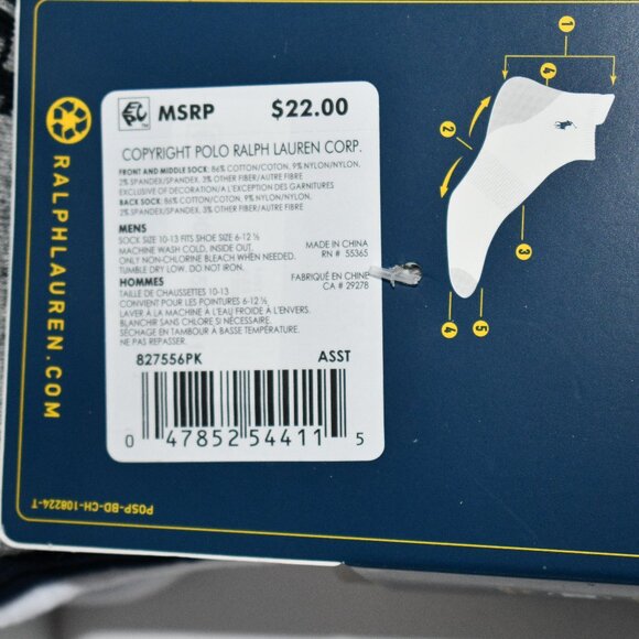 Polo Ralph Lauren Polo USA Low Cut Socks 3-Pack #827556PK - Picture 4 of 4